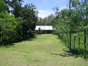 From the three farm buildings landscaped grounds lead toward the river views. 