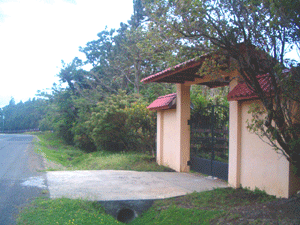 A dramatic gate or "porton" on the Sabalito road leads to the acreage.