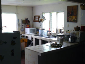 The kitchen is large but needs remodeling.