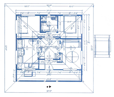 Architectural drawing of cabina floor plan.