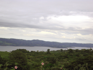 Ths view looks northwest on Lake Arenal to the Tronadora peninsulas.