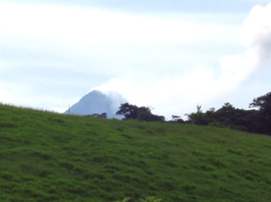 Arenal Volcano can be seen from many places on the finca.