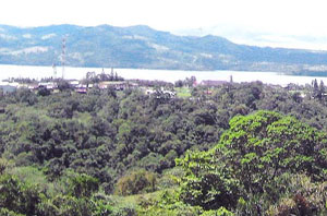 The town of Nuevo Arenal, seen here from the property, is 6 or 7 minutes away. 