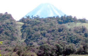 The Arenal Volcano, here shown clser than actual, is visible from the acreage. 