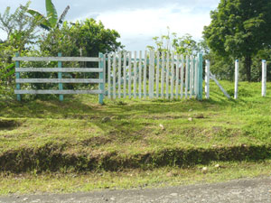 The gate on the Guatuso road begins the internal road which leads to the middle of the finca.