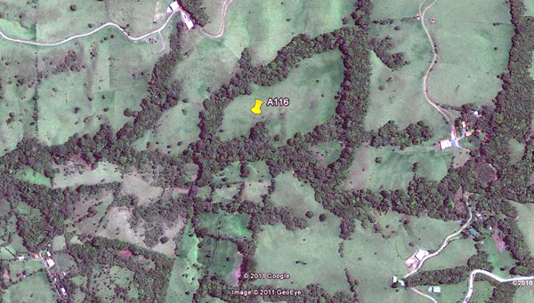 The 24 acres has a large central pasture with surrounding forest following 2 streams.