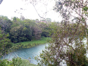 The stream flows into the cove at this point. 