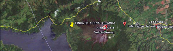 The 111-acre property is situated at a crossroads directly between the colvano and Lake Arenal.