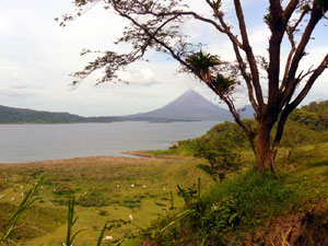 Here's Arenal Volcano as seen lower down at Rio Chiquito close to where the tourist boats land. 