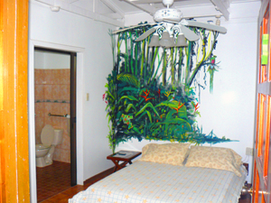 Room #1 is the handiapped accessible suite and has a jungle mural.