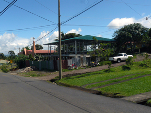 The nice-looking building is next to the church in the center of San Luis.