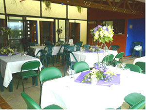 The less formal terrace dining area. 