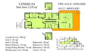 The floor plan for the third-floor condominum.