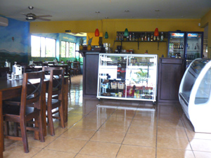 The cafe interior is spacious.