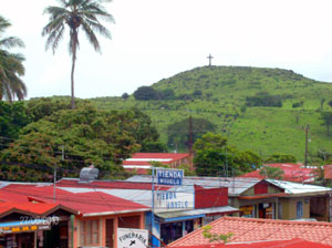 From the balconies and windows at the back of the building is this view of Tilaran's outstanding landmark, La Cruz, the hill with the huge cross on top.