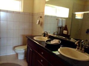 The master bath has a spa tub and separate shower.