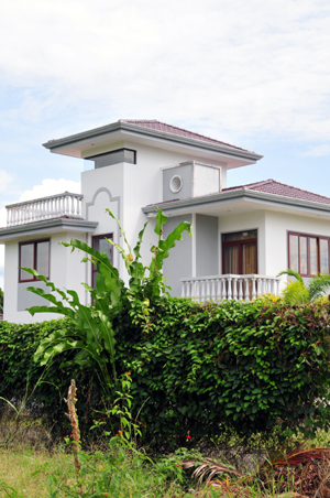 The 2-story home has 3 bedrooms and 2 bathrooms on the second floor, a half-bath on the first floor.