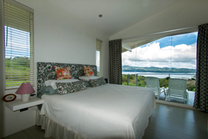 The master suite and its broad views.