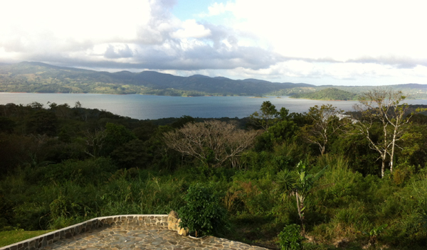 The home has an inspiring vista of lake and mountains. 