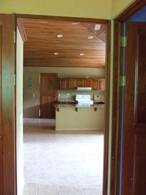 A view of the open living and kitchen area.