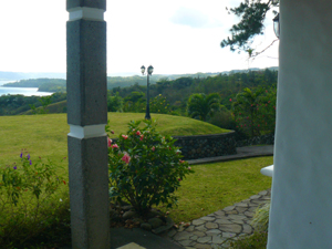 The view northwest from the patio includes the lake.