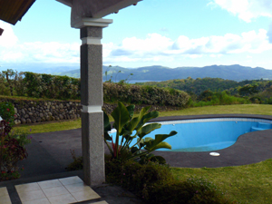 The pool and lake view as seen from the patio.