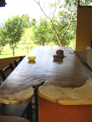 The racho table is made of local hardwood from a naturally fallen tree. 