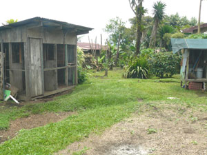 The owners, like many rural residnts, have pens in which they keep animals such as rabbits and cornish hens. 