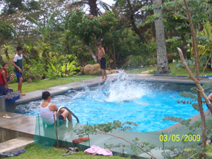 Youngsters enjoy the beautifully situated pool.