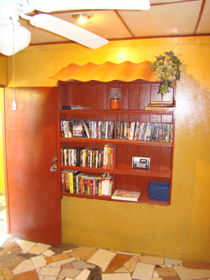 There's a built-in bookcase for the readers in the family.