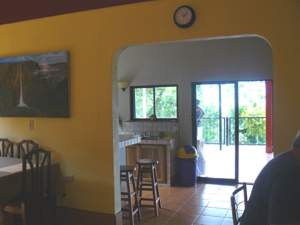 There's a lake view through the whole house  from the living room through the kitchen archway and the deck windows.