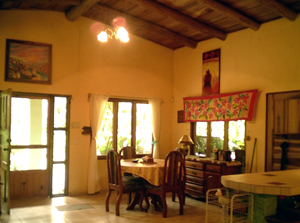 The combined lviing, dining and kitchen areas with cathedral ceiling makes a bright, enjoyable, large space.