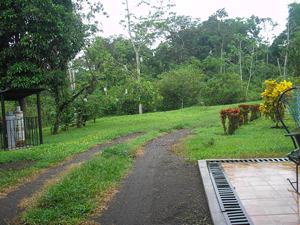 Underground drains border the tiled walkway that surrounds the home.