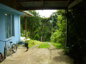 The carport is enclosed on both sides.