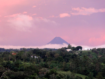 The home has amazing volcano and lake views even though it is in a forested area nearly at the center of Nuevo Arenal.