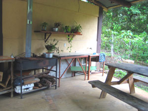 The large covered barbecue area provides plenty of space for a party.