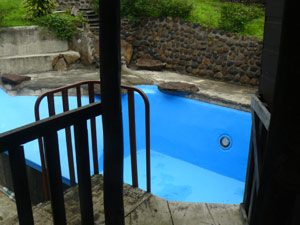 There's even a place for kids to jump into the pool from the veranda.