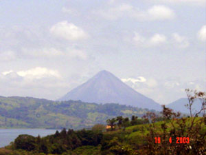 The volcano soars spectacularly and beautifully on a cloudless day.