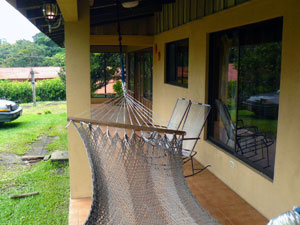 The main entrance to the home is through wide double doors from the large patio.