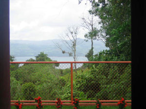 Here the lake is seen through a floor to ceiling window.