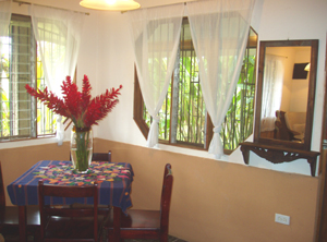 There's a dining corner next to the living room.