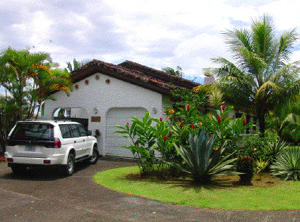 The home has an enclosed garage with automatic door. 