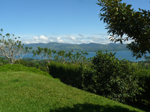 The lake view extends far to the north also, where two  dormant volcanos can be seen.