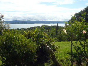 The sloping property has nice lake views from several areas. 