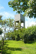 The water tower is filled from the well.