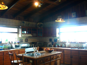 The kitchen is large, has wonderful views and is well equipped, a particularly pleasant place for whoever is using it.