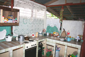 The apartment kitchen. 