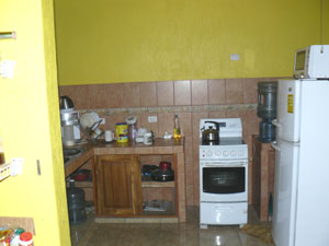 The kitchen is more Tico than Gringo and needs to have wall cabinets added.