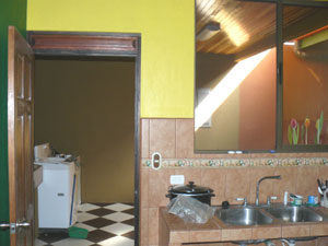 Behind the kitchen is the large laundry room which includes an unroofed area for ventilation and a possible indoor garden. 