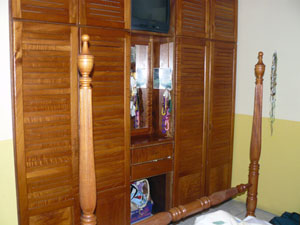 Here is a typical closet in the three bedrooms.